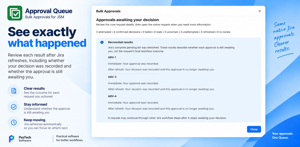 Review each result after Jira refreshes, including whether your decision was recorded and whether the approval is still awaiting you.