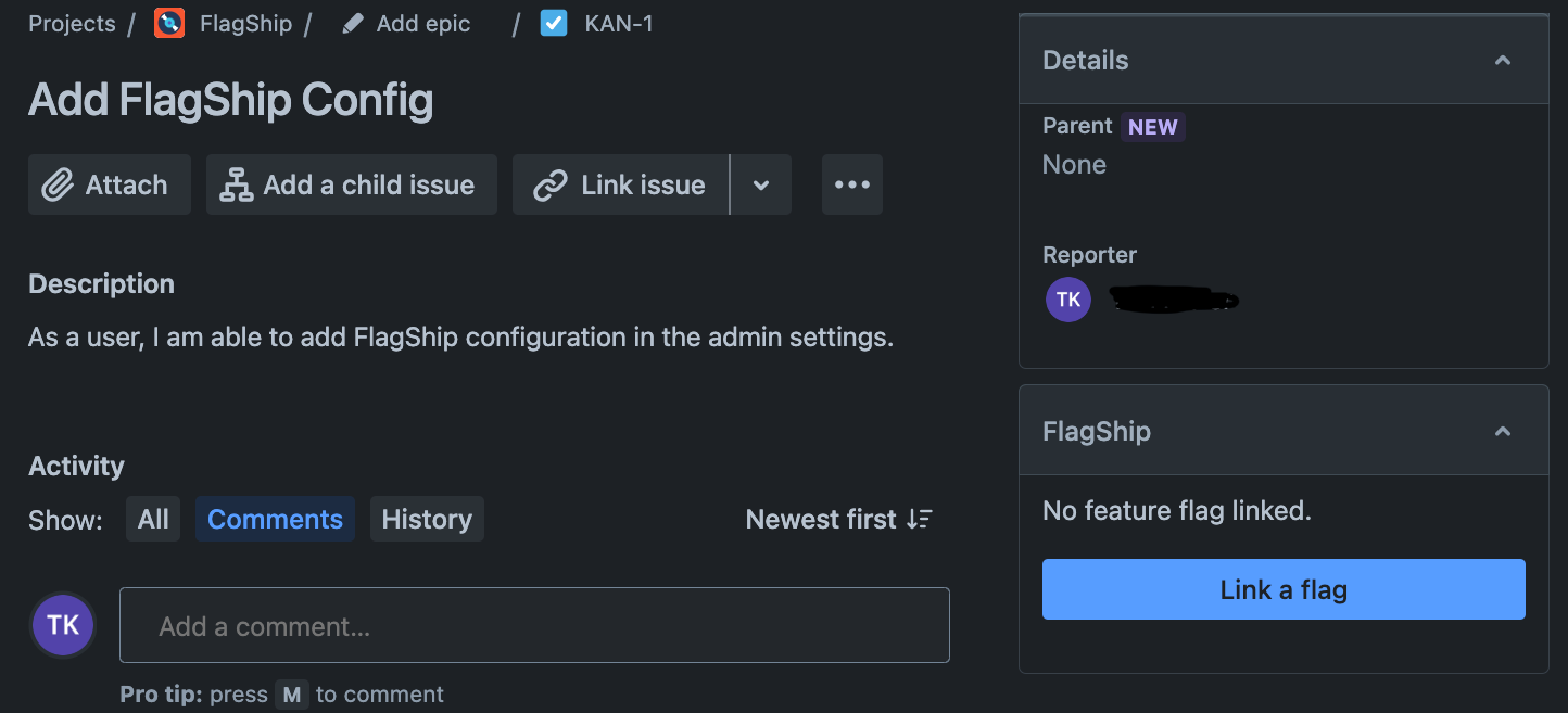 Once you click "Link a flag", FlagShip will provide a list of feature flags in your workspace to choose from.