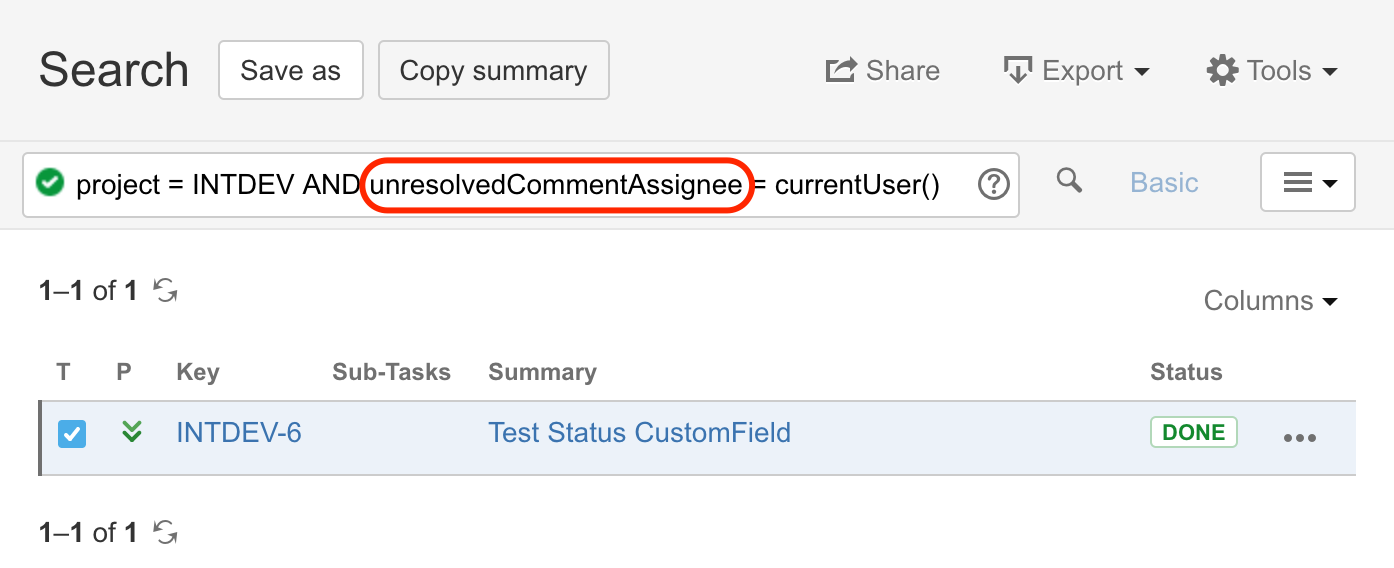 Search Unresolved Comments
