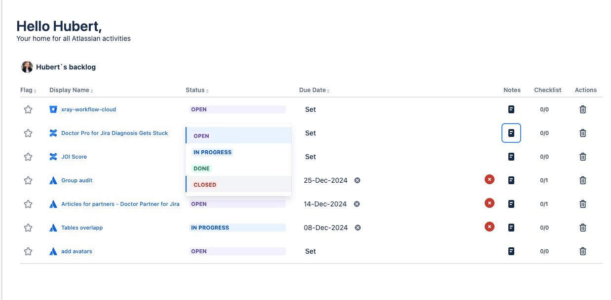 Personal Backlog with Internal Status & Notes 📝