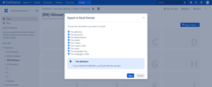 Export Glossary terms to CSV or Excel file.