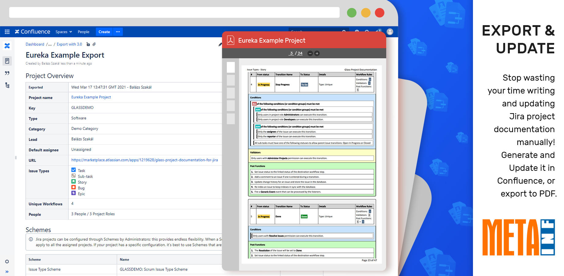 Export audit-ready Project Documentation to Confluence & PDF in seconds