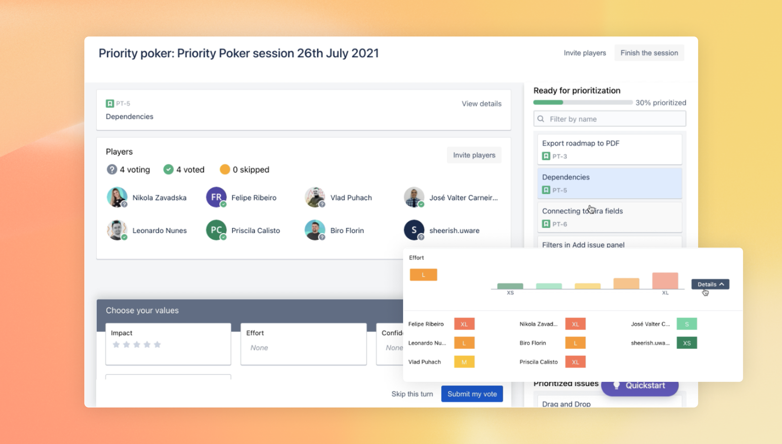 Priority Planning Poker is a technique that allows everyone on the team to equally contribute to the prioritization process and removes bias.