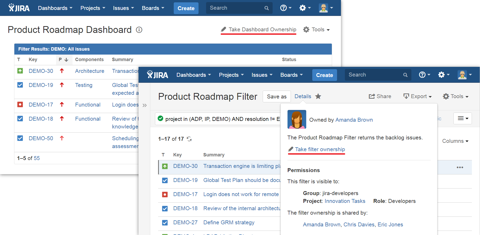 Are you a Dashboard or Filter co-owner? One click and you can immediately make updates.