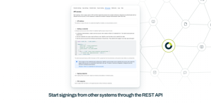API access: your site’s API address and how to get a credential from an Atlassian service account with OAuth 2.0, followed by the signing and PDF endpoints, each with Forge and curl examples.