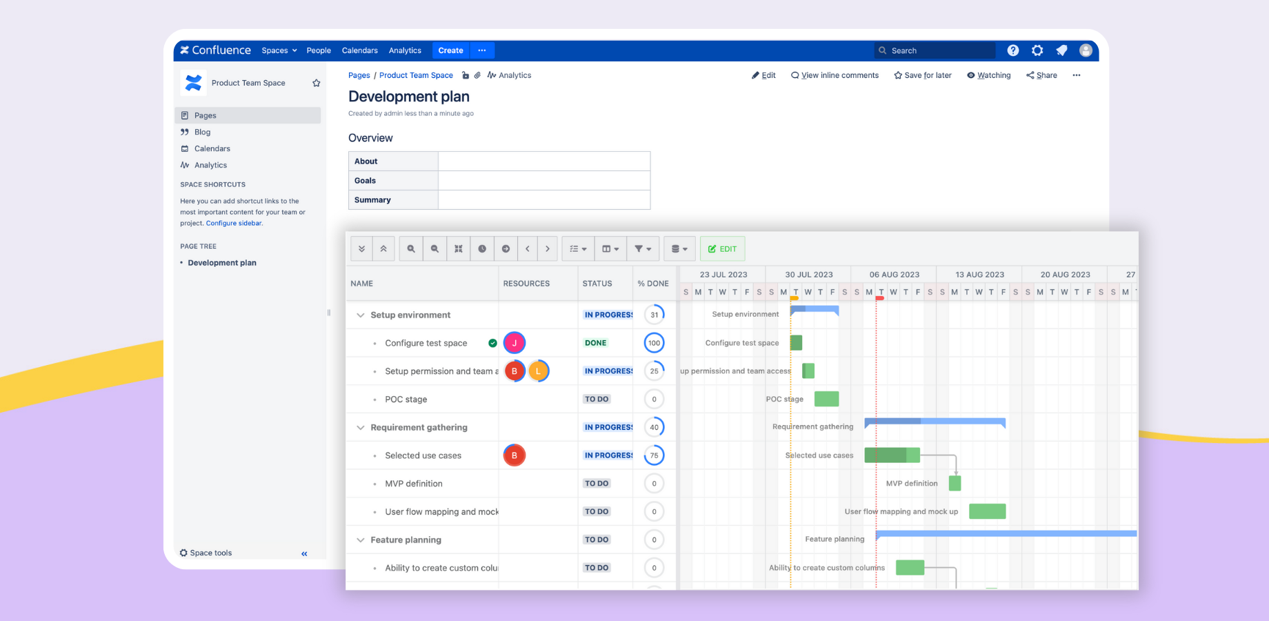Gantt Chart in Confluence