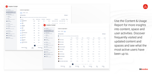 Use the Content & Usage Report for more insights into content, space and user activities. Discover frequently visited and updated content and spaces and see what the most active users have been up to.