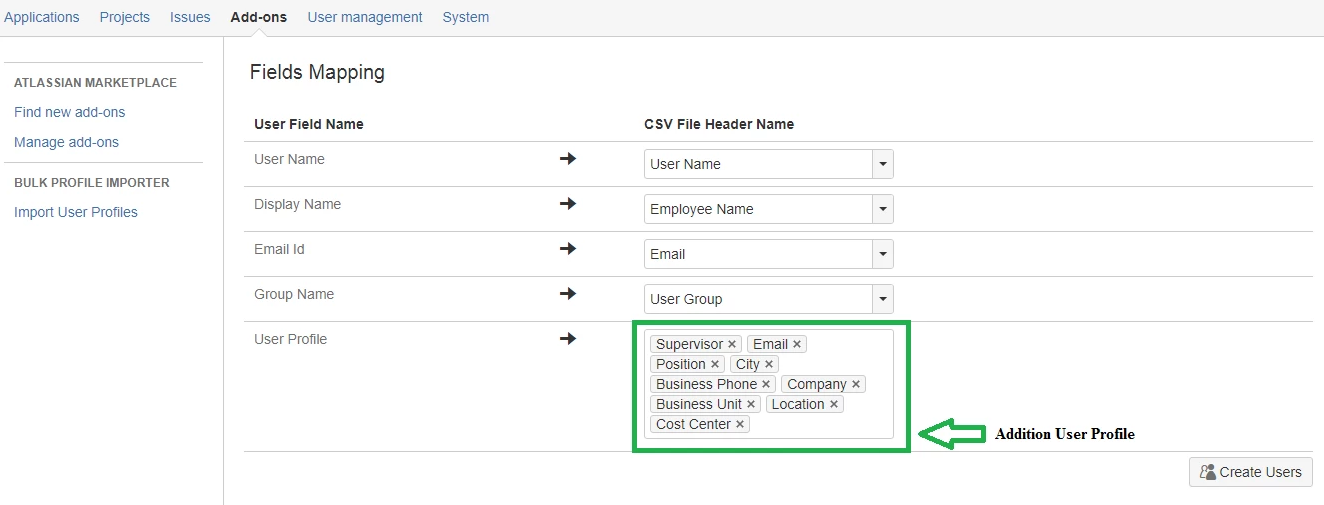 Map columns to show them on enhanced User Profiles