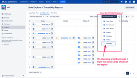 Customize the issue card fields to see only the important information in the report