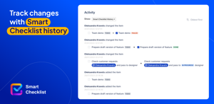 Track changes with Smart Checklist History tab 