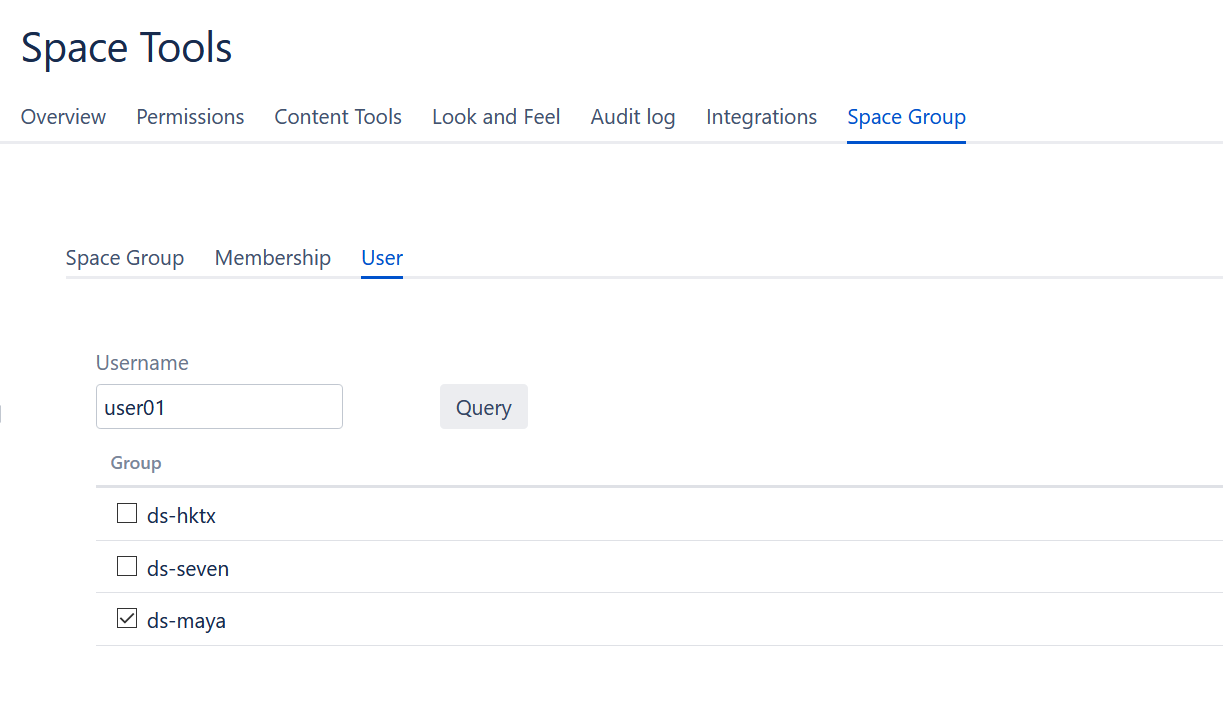 View users' space groups and manage them