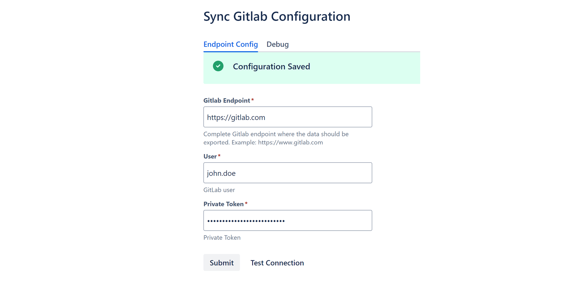 Specify GitLab connection information