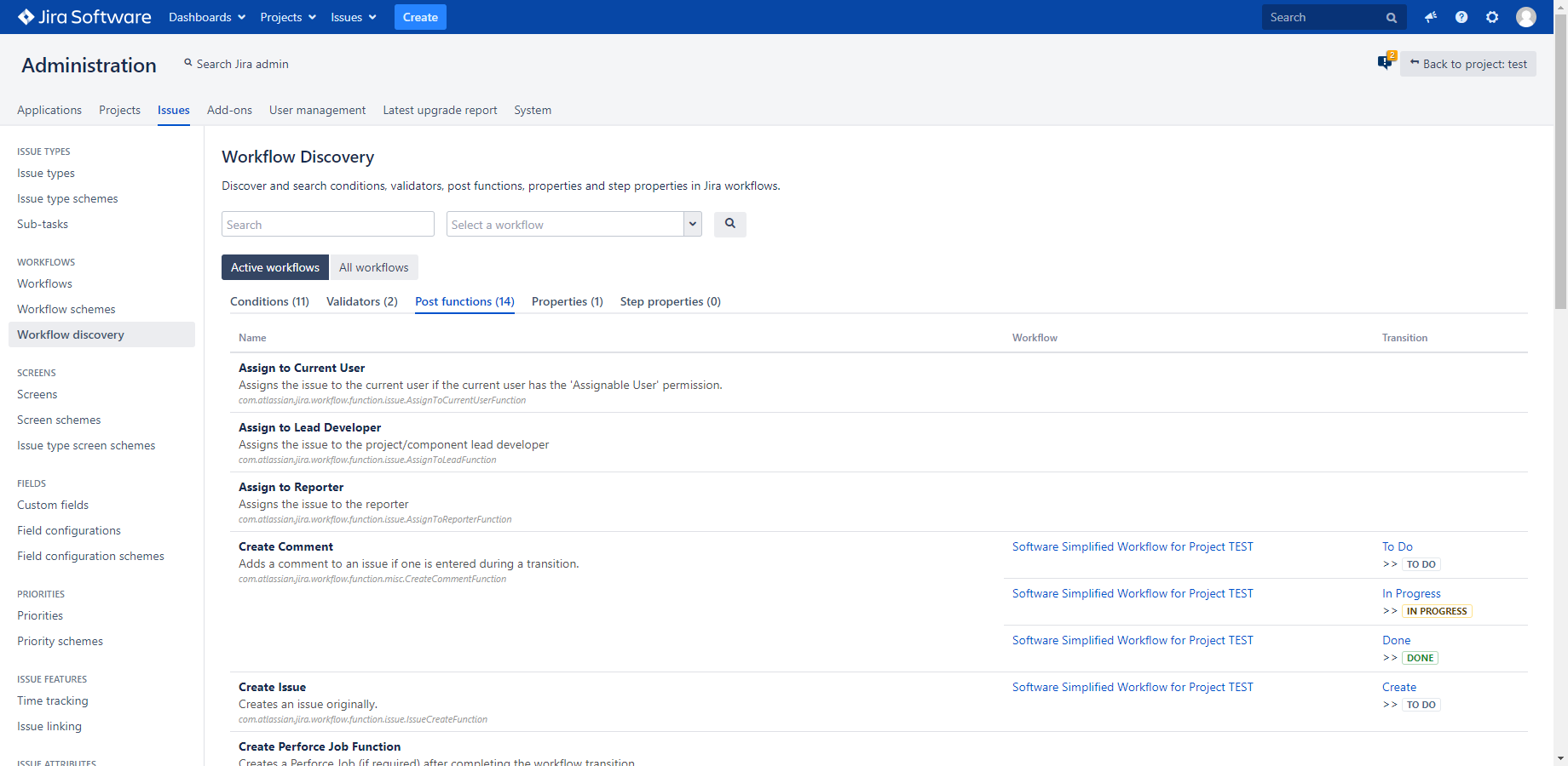 Search workflow items