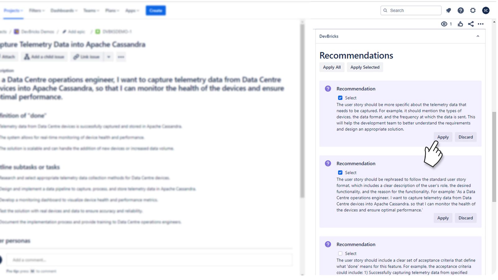 Easily Apply Recommendations!