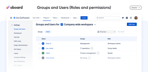 Manage groups and users with roles and permissions. OKR Board for Jira