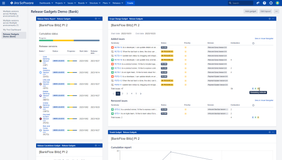 Scope change report to see what was the change over time in your complex release consisting of multiple releases/artifacts from multiple projects and what’s the impact of the change to size and delivery dates.
