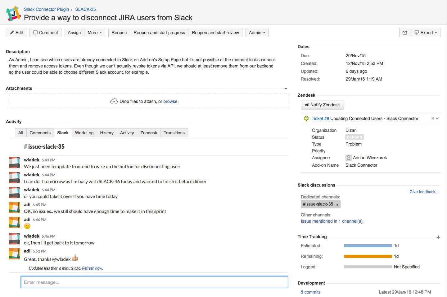Slack discussions tab panel