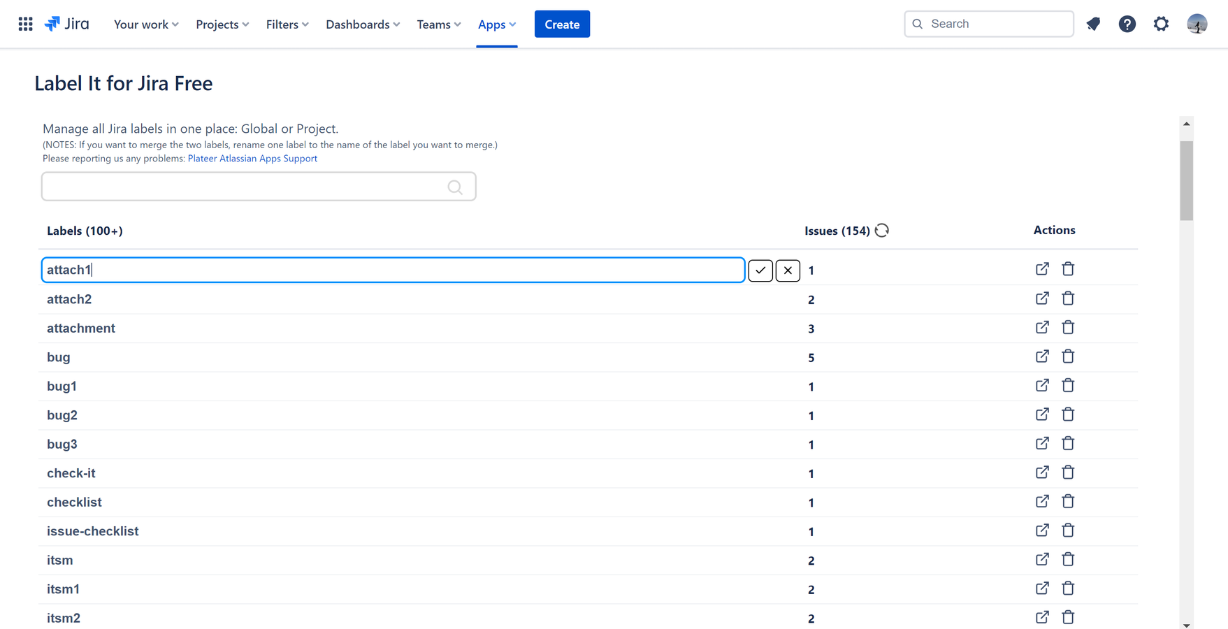 Rename, remove or merge labels