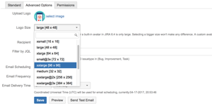 You can select the project logo's size in your survey email