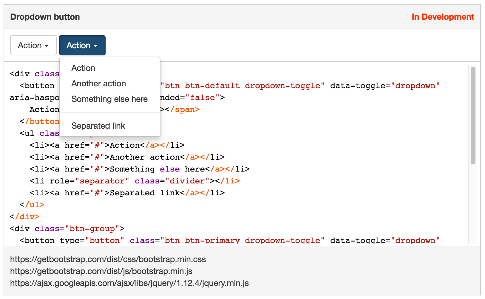 Simple bootstrap dropdown button component