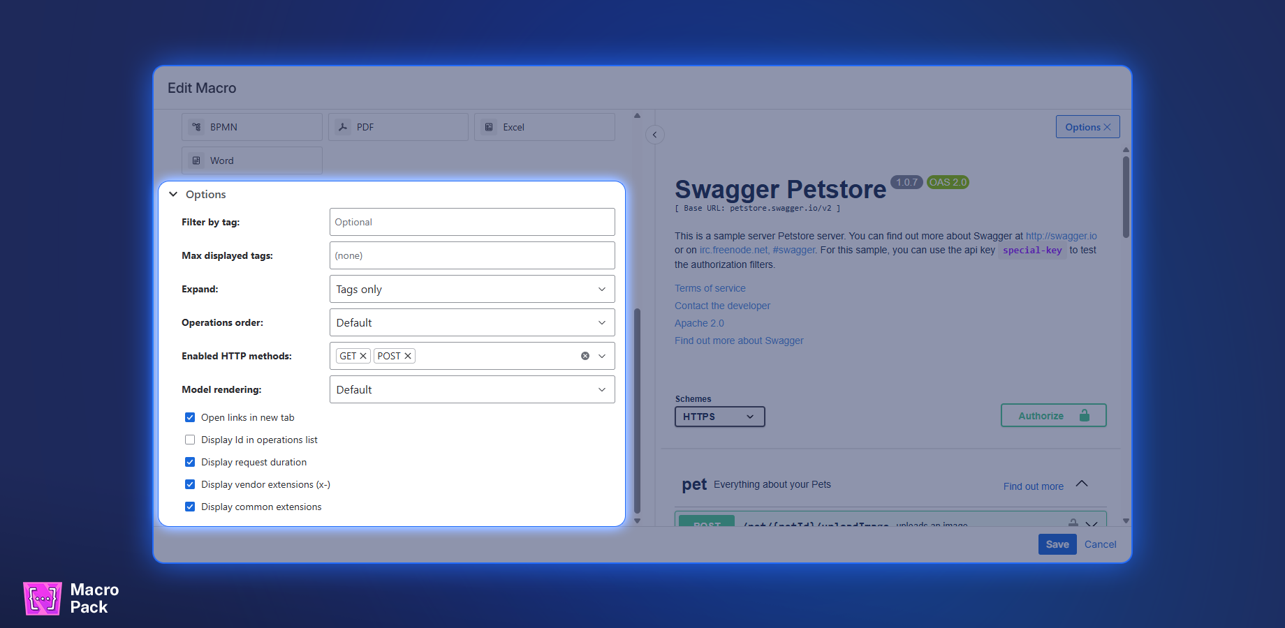 Adjust macro display options