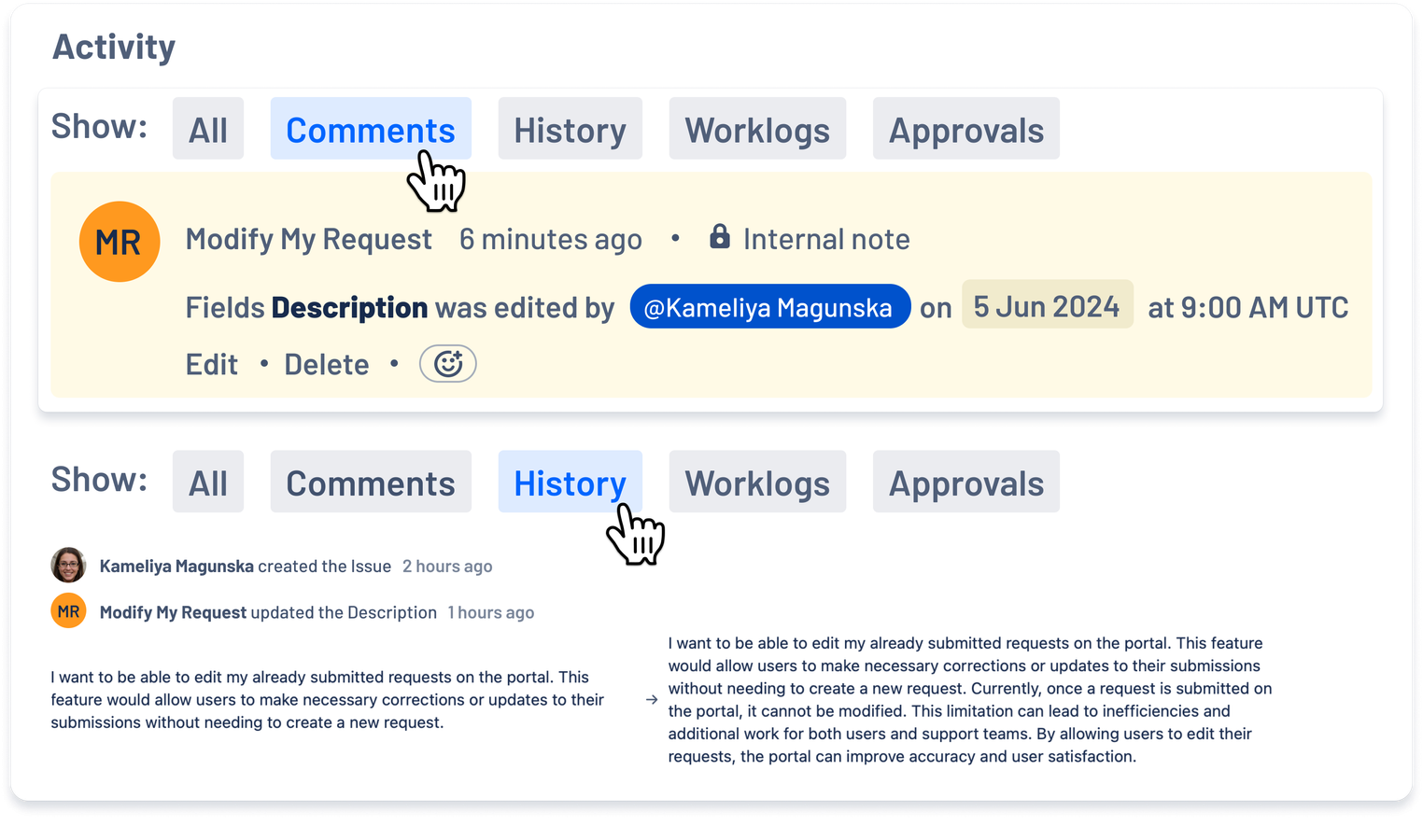 Be notified about any changes in the requests