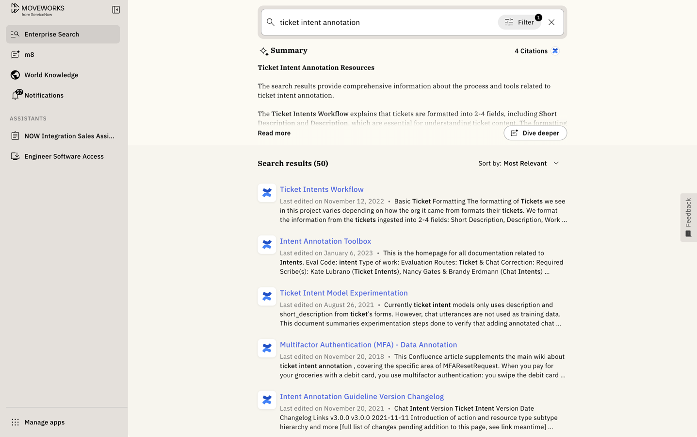 Enterprise search across Confluence