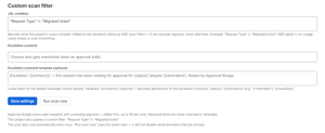 Custom scan filters (Advanced): set one JQL condition and see it on the page