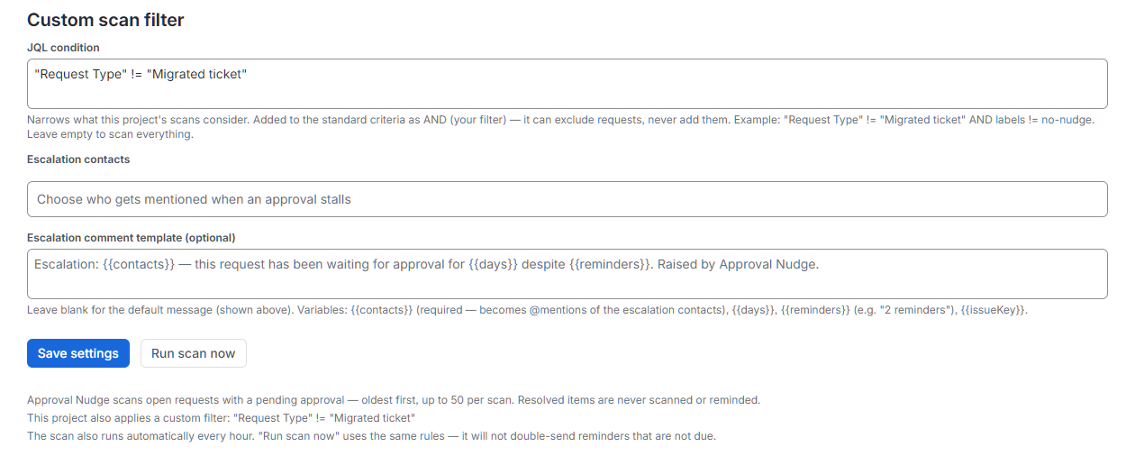 Use one JQL condition per project (Advanced edition)