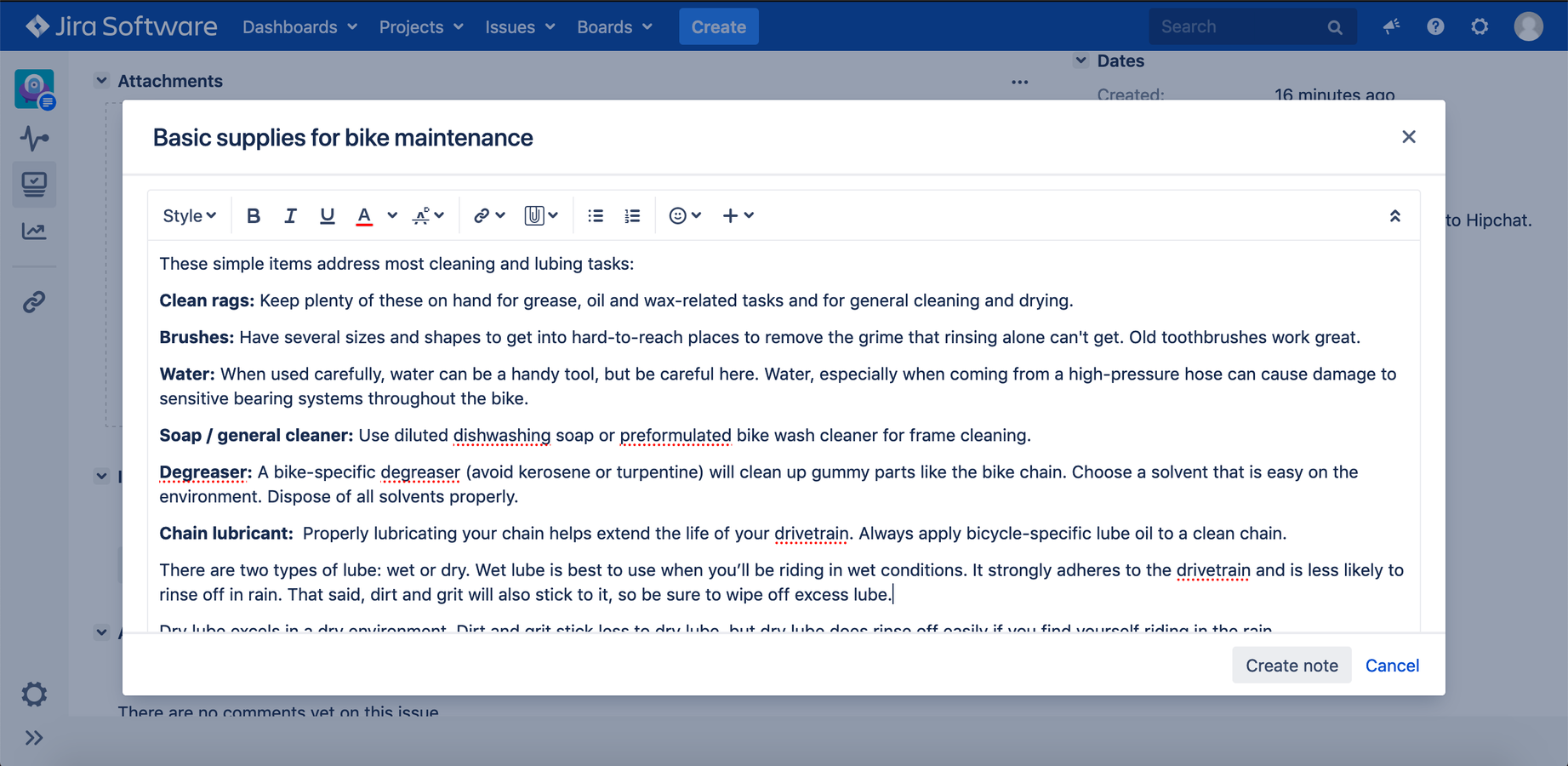 Notes content formatting