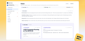 Answer where your business is going in one shared hub. Define Core Values and map Long-Range, Mid-Range, and Near-Term goals in Confluence. Rocks and long-term issues pull in live to keep your strategy updated.