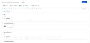 A holistic glossary view where you can create and manage terms.