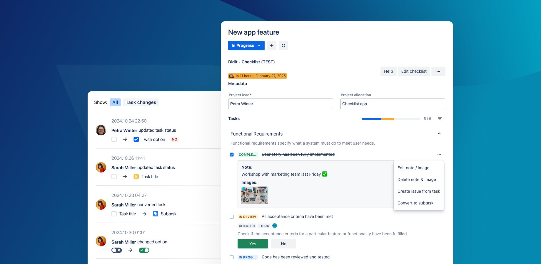 Track Task Progress in Jira Issues and add images