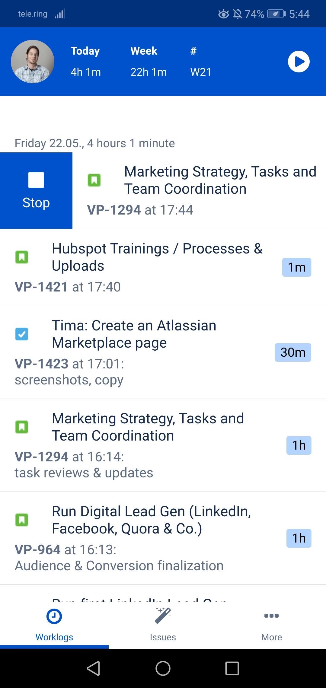Works & Tracks time even while offline