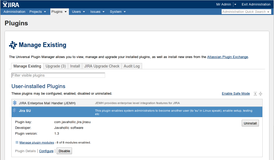 Find the plugin configure link