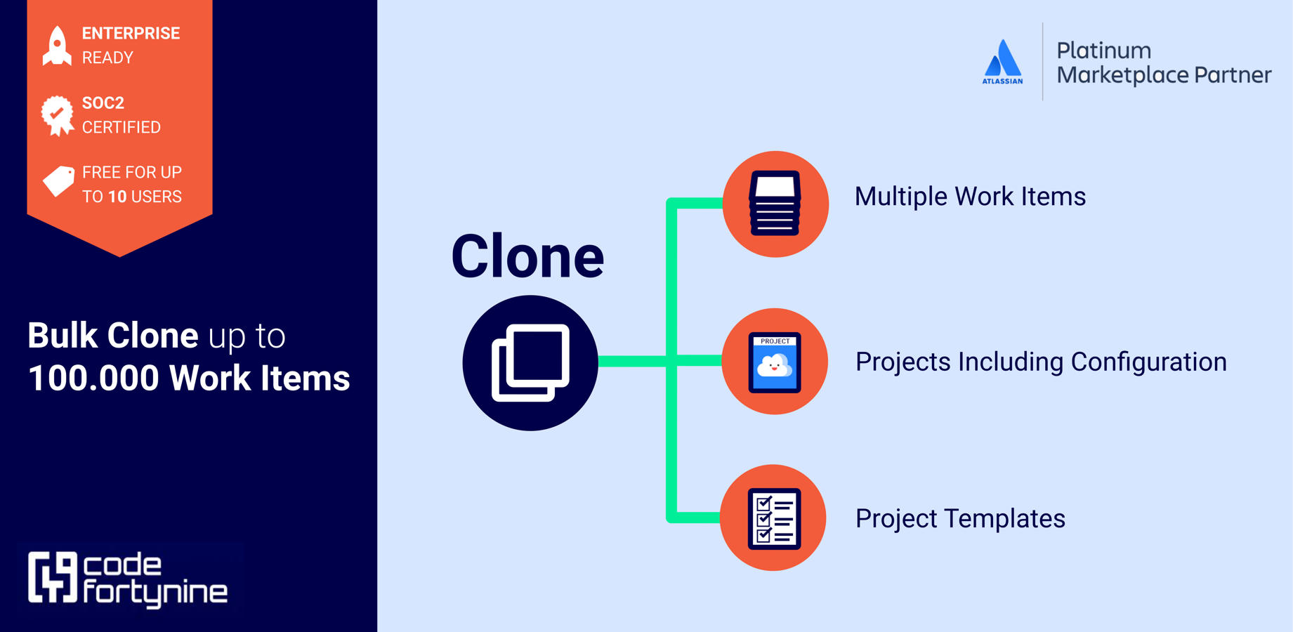 Enable Advanced Project Clone
📦 Clone multiple issues in one action.
📝 Clone project templates, including project configuration, issues or sprints quickly.
🔄 Merge or migrate projects in Jira cloud.