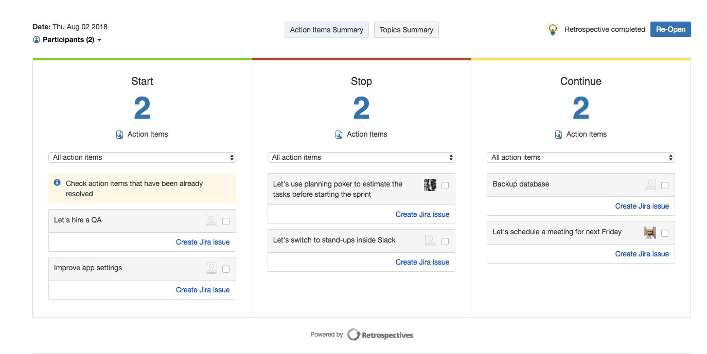 Fully customizable: Choose the number and name of the columns. Number of votes per person and per topic.