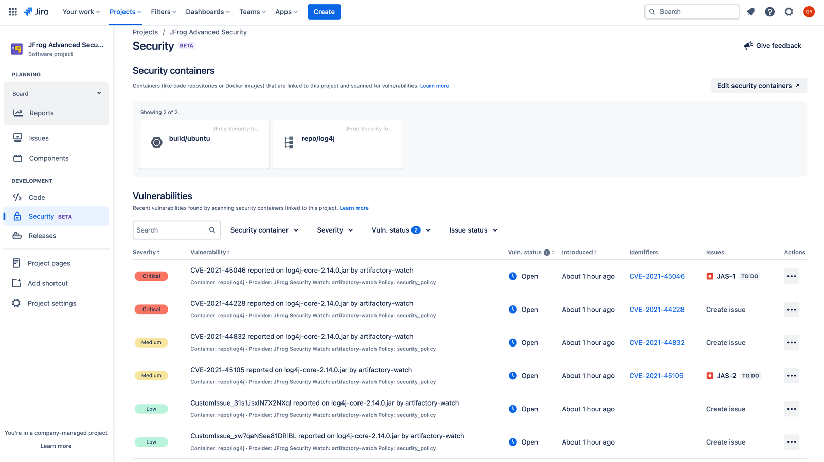 Development teams will have immediate visibility of security violations in their workflows. Managing vulnerabilities becomes a breeze for teams to expeditiously remediate within one centralized location.