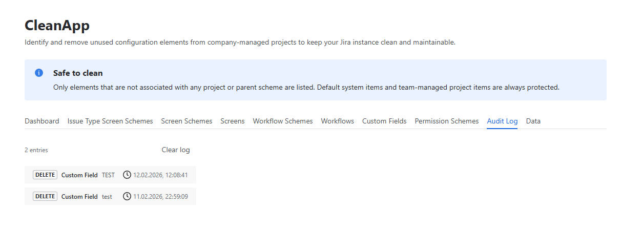 The Delete All button shown above a full table of unused workflows, enabling administrators to remove all identified items in a single batch operation.