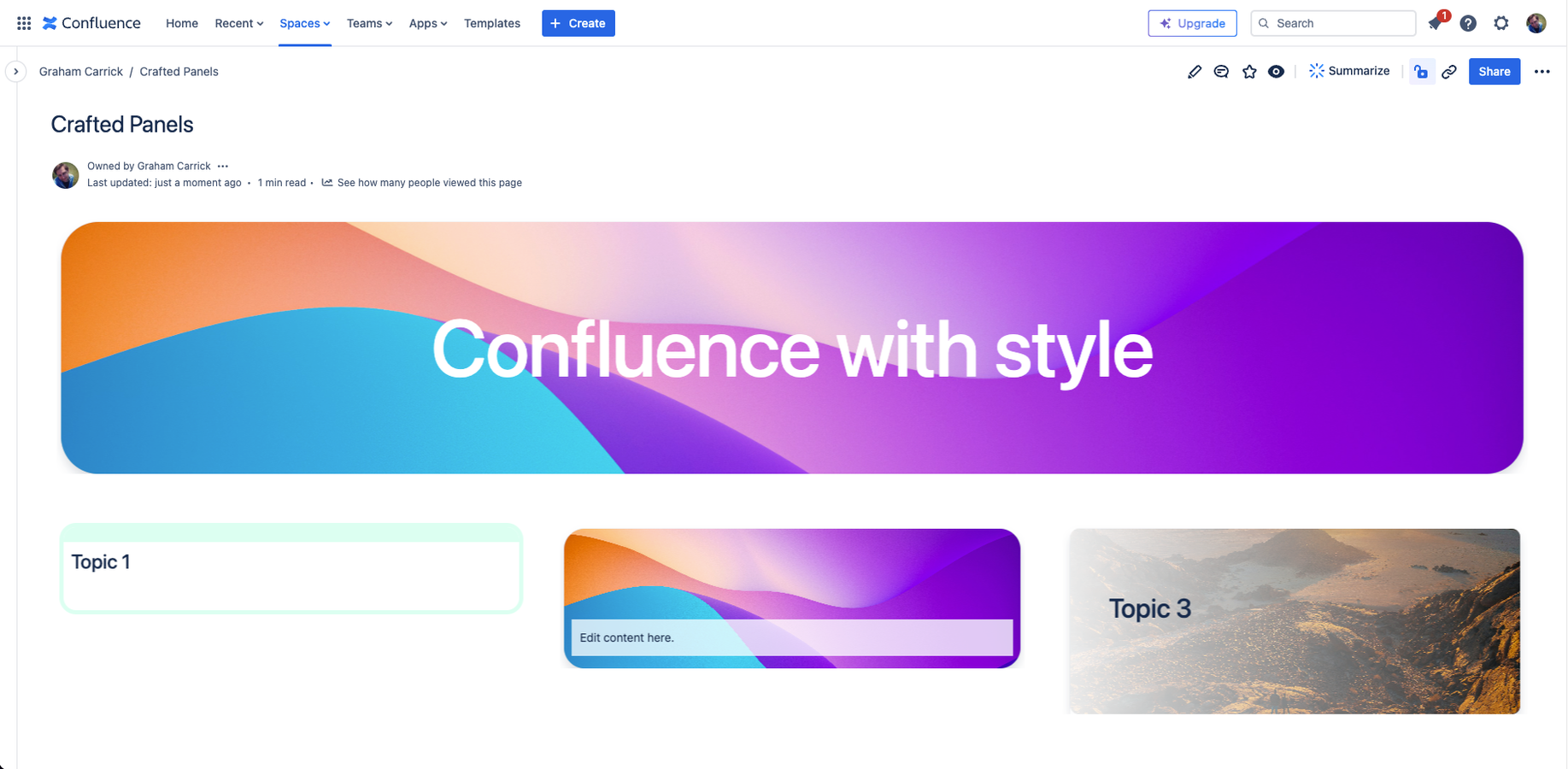 Beautiful panels to craft an engaging page