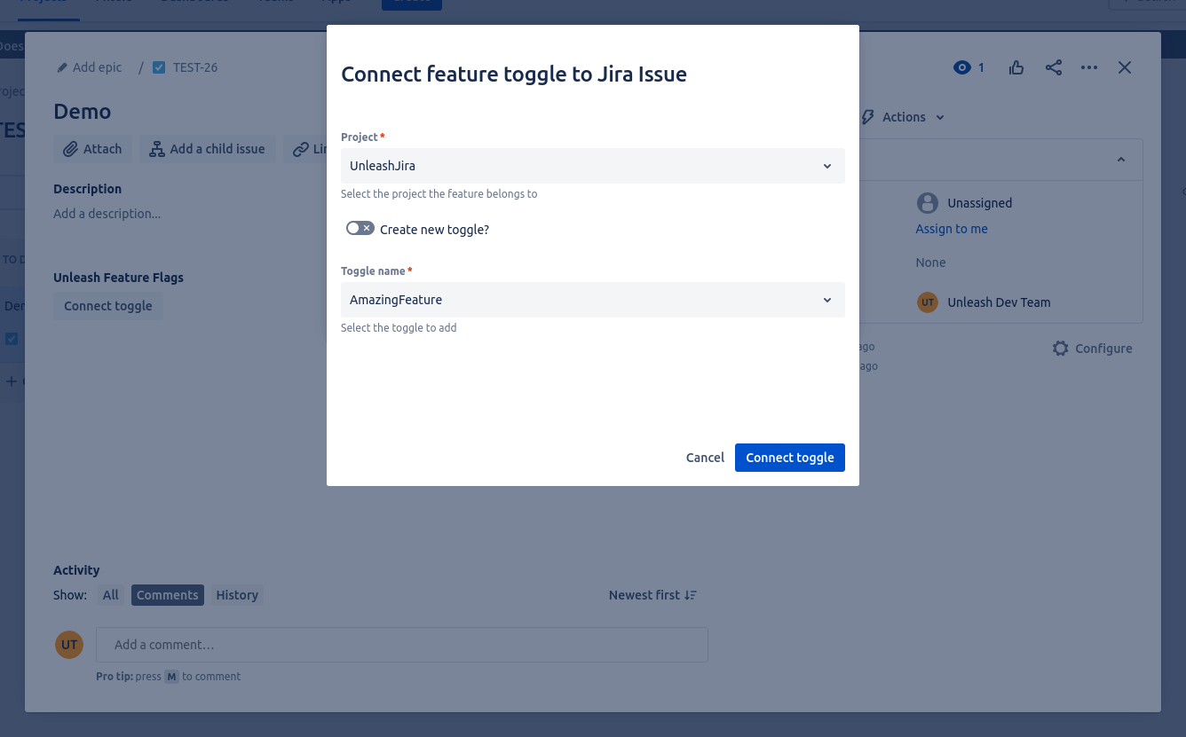 Connect your feature flags to any Jira issue