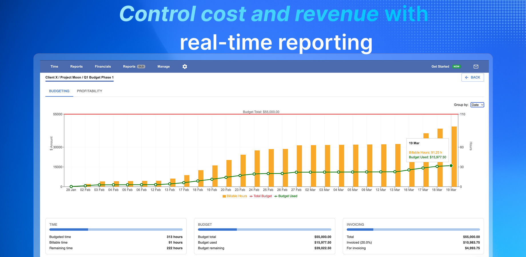 Budgets and invoicing that stay in sync