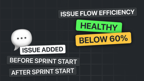 Instantly assess flow health and sprint scope consistency with visual risk indicators and efficiency scores.