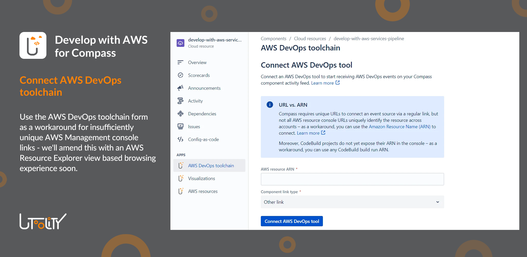 Connect AWS DevOps toolchain form (workaround for insufficiently unique AWS Management console links)