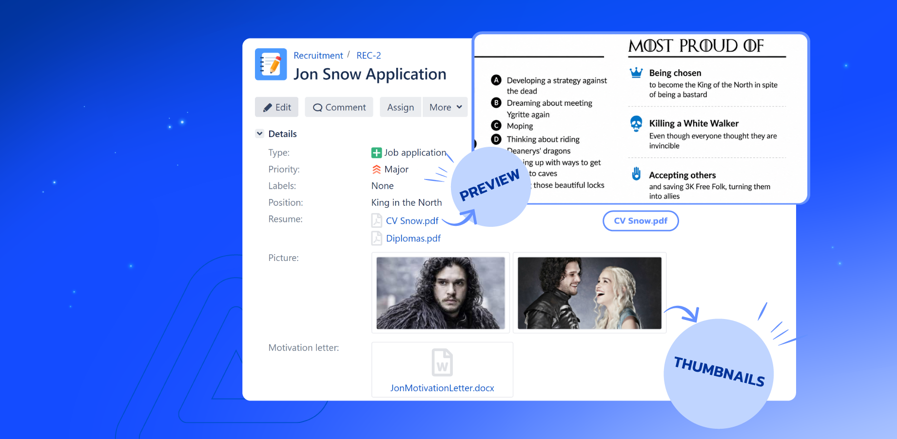 Create new custom fields for uploading and downloading attachments in a more structured way