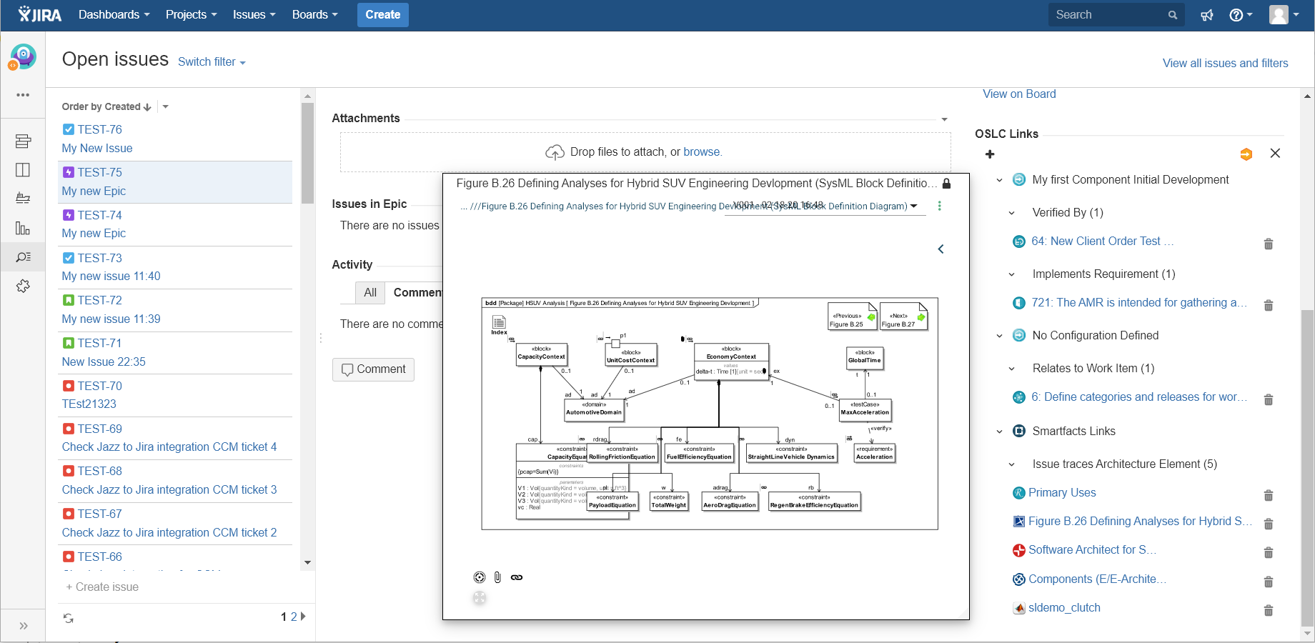 View MagicDraw Diagrams in Jira and Jira Issues in MagicDraw, instantly updated on any change.