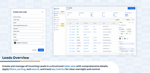 Lead Card: A Lead card displays key details, linked Contact, Company, and Jira work items. The Activities section captures all past & upcoming interactions to keep everything organized.
