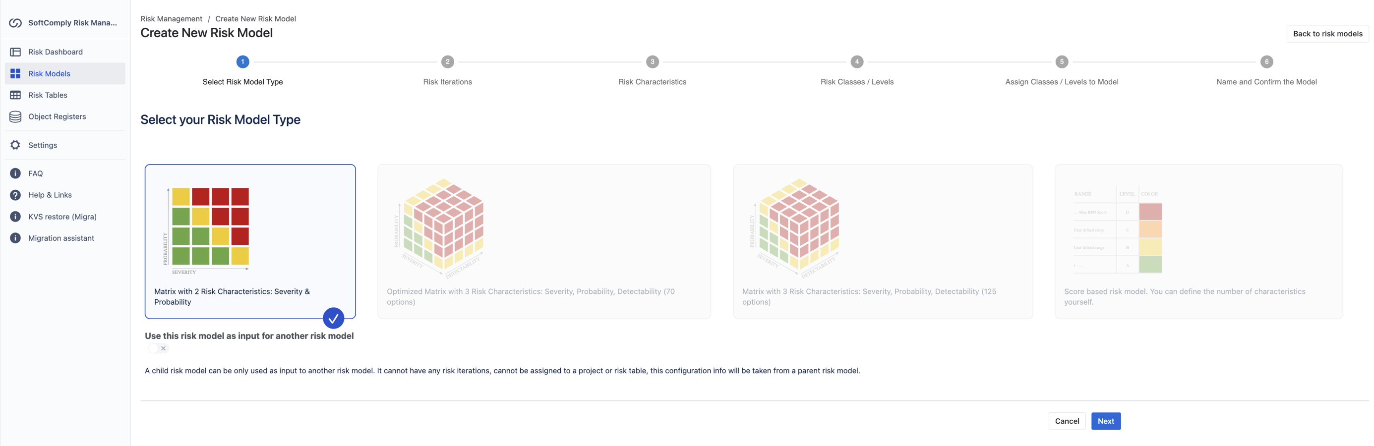 Build your own risk assessment models with multiple risk assessment iterations, risk parameters and risk levels.