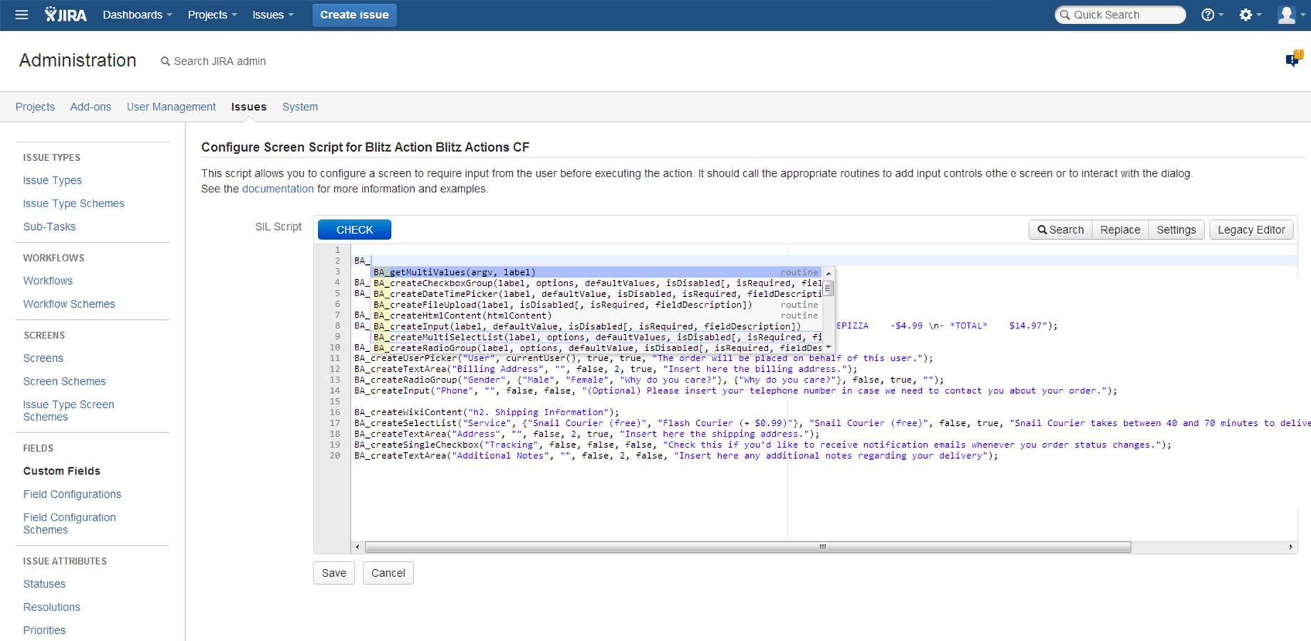 You can easily configure actions and wizards with SIL®. Use powerful SIL® routines for increased productivity.
